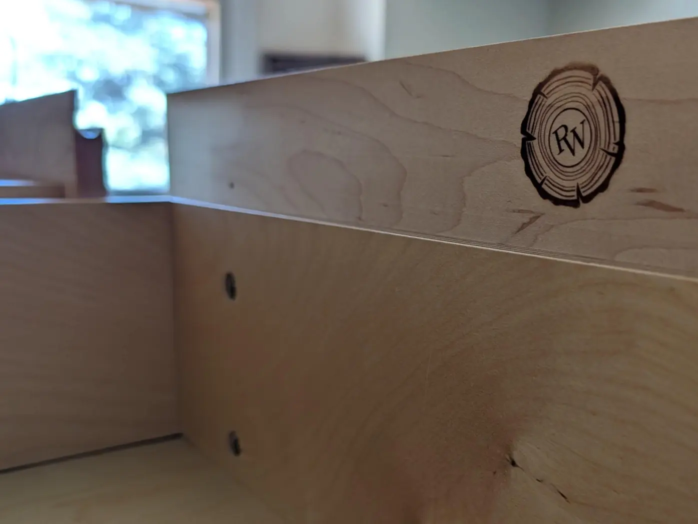 Hand-cut sliding dovetail joinery detail