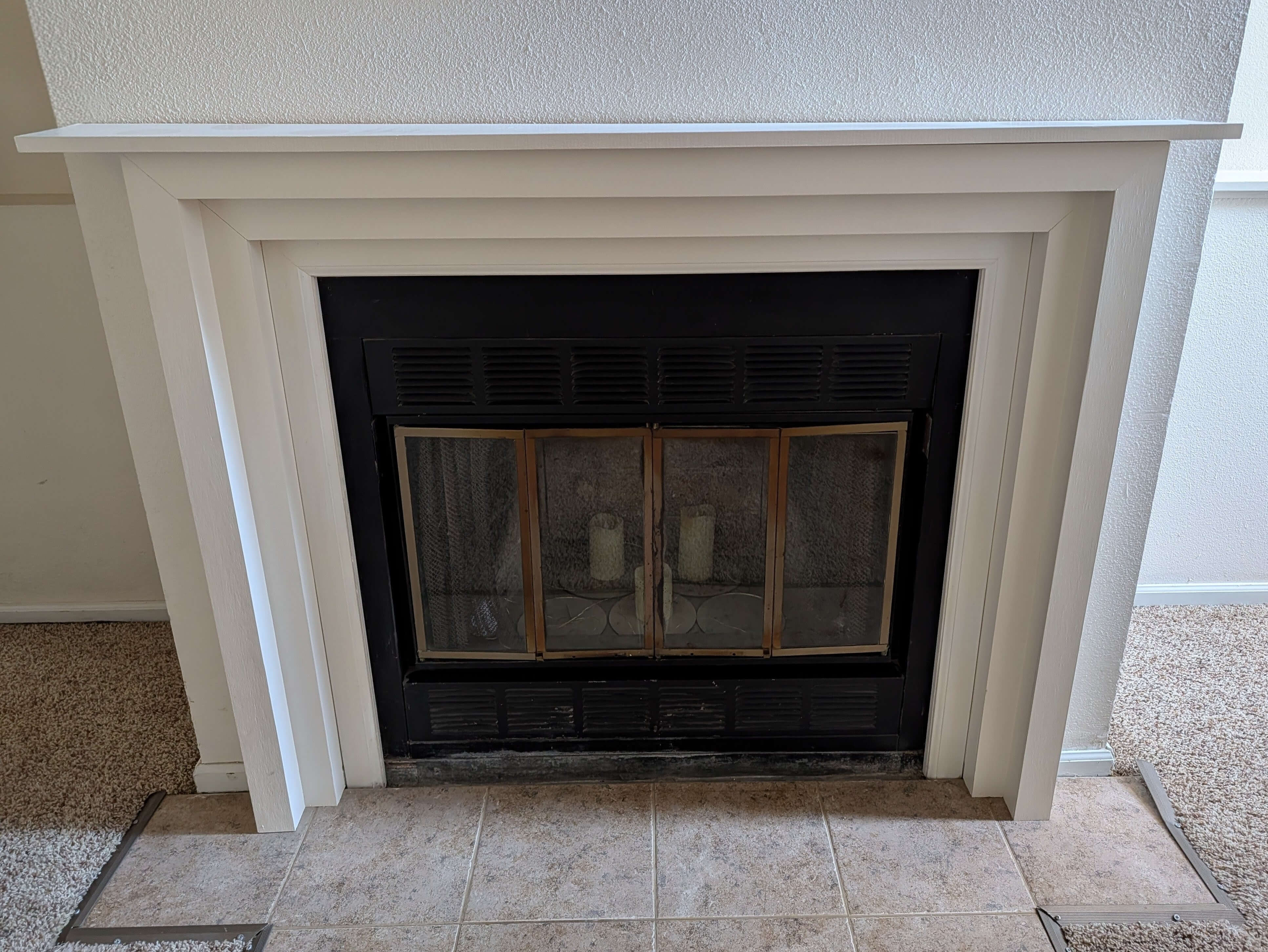 Handcrafted wood fireplace mantel