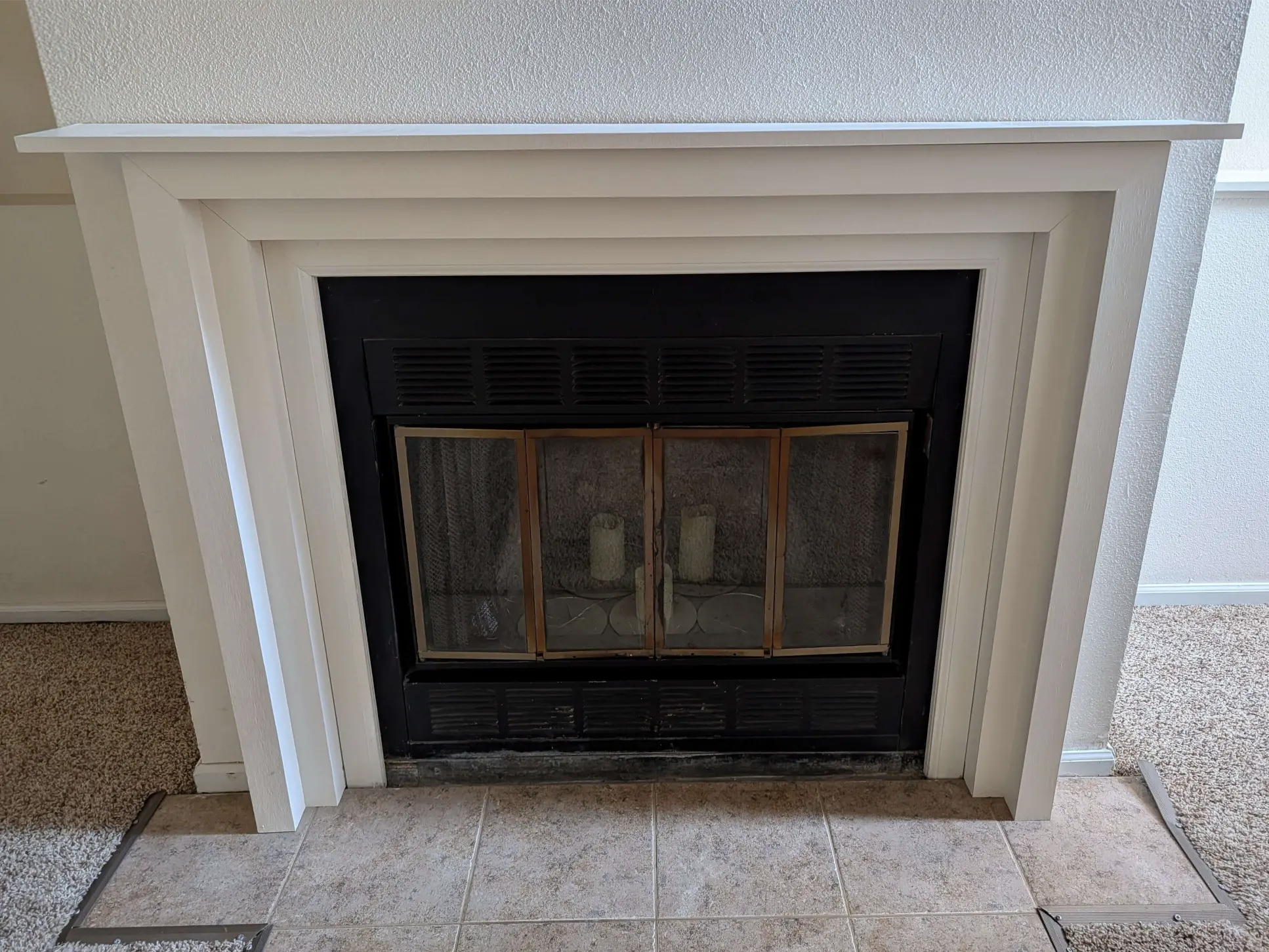 Handcrafted wood fireplace mantel
