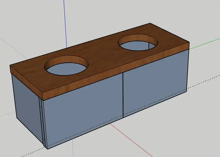 3D CAD model of a custom hardwood elevated pet feeding station