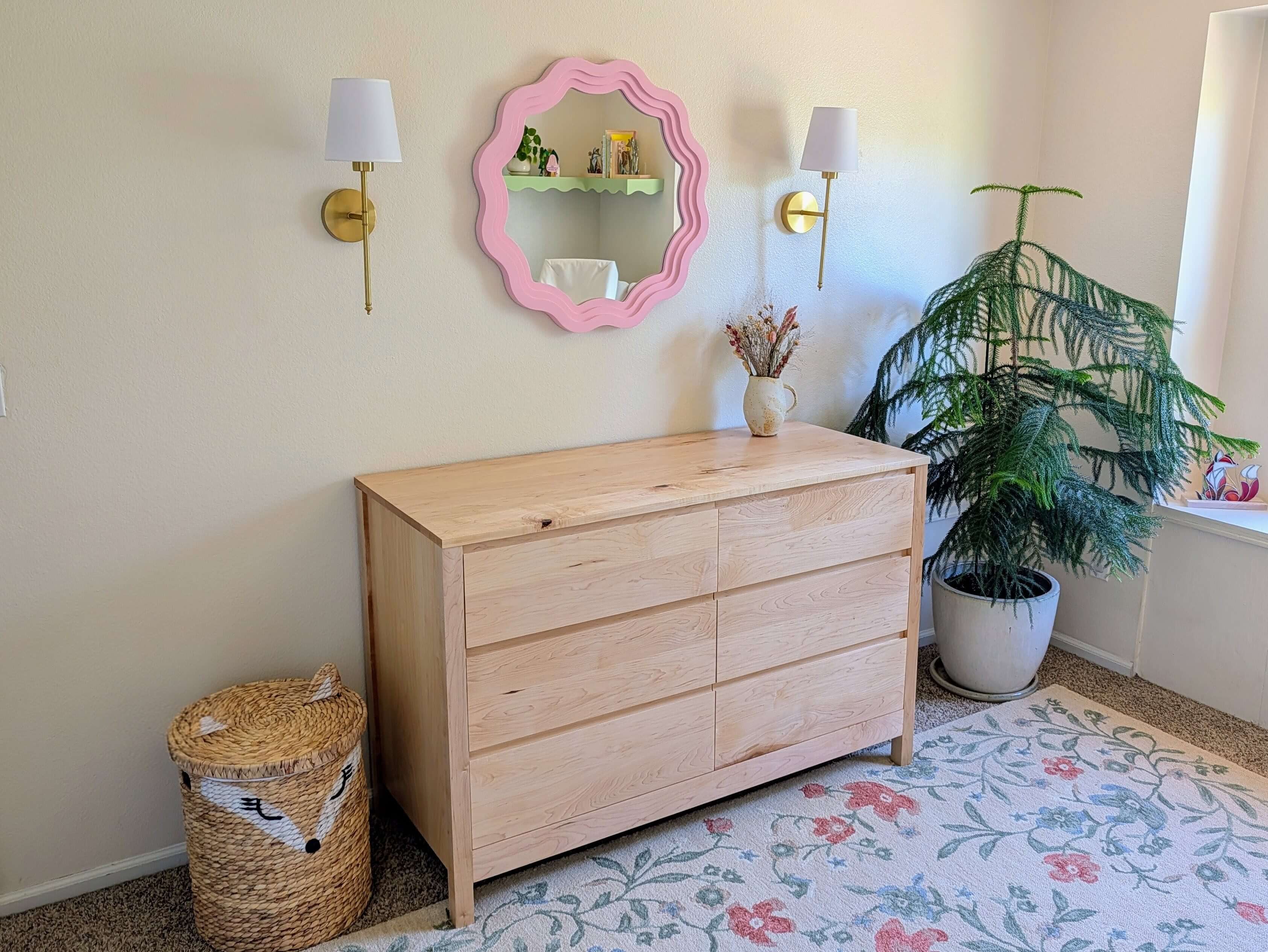 Custom handcrafted hard maple dresser finished with natural tung oil