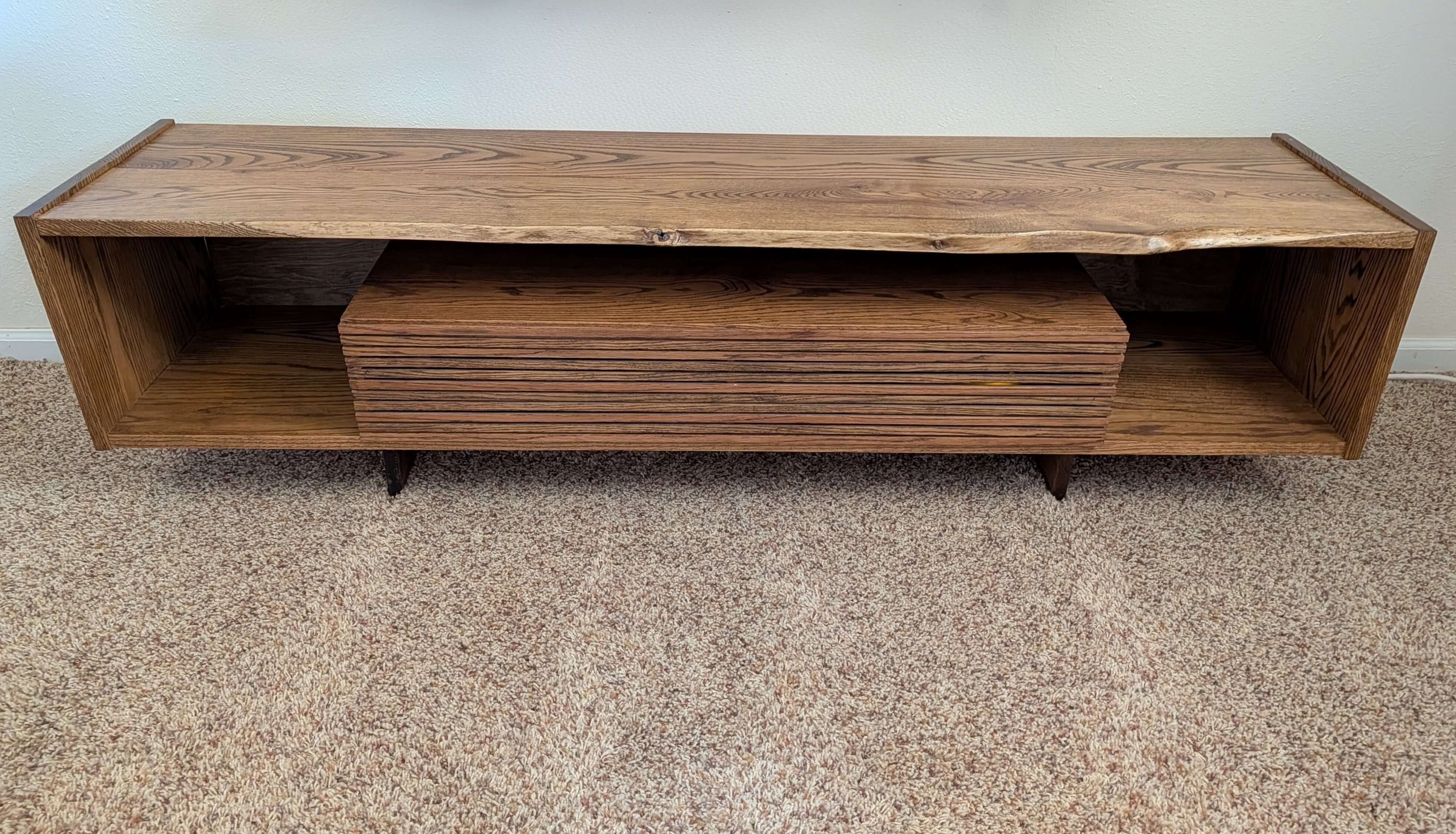 Modern live-edge wood TV stand