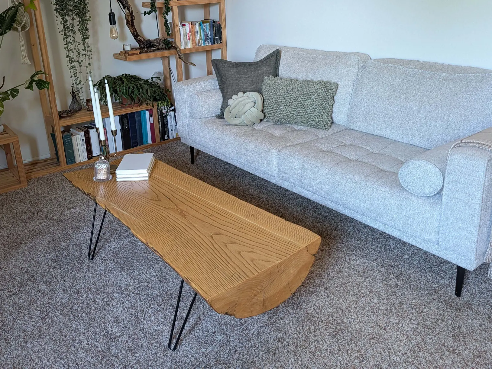 Handcrafted live edge solid hardwood coffee table custom built in Fort Collins